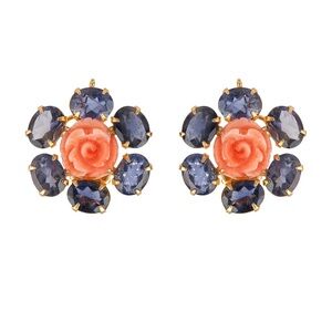 Carved Coral Flower Earrings